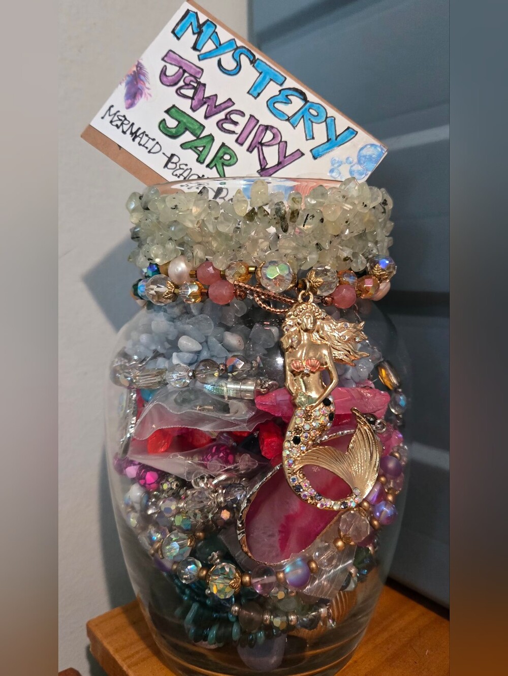 Handcrafted Mystery Jewelry Jar! Mermaid, Beach, & Boho Theme